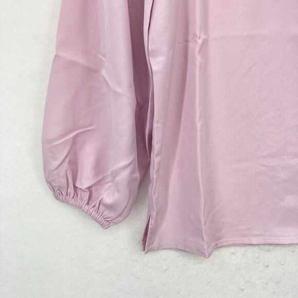 J.Crew Puff Sleeve Satin Back Crepe Top Women's XXS Petite Pink Keyhole Neckline - Picture 2 of 13